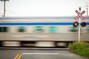 Passing trains at level crossing